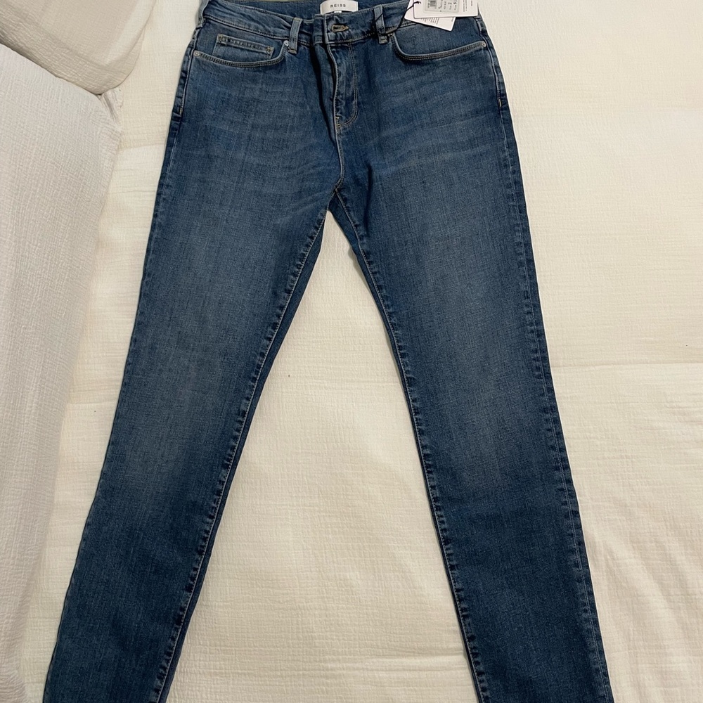 Reiss Mens Slim Taper Jean - Mid Blue | 32 Waist